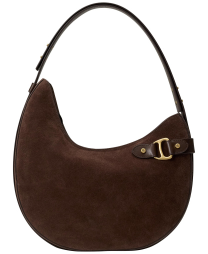 Lauren Ralph Lauren Tasha Large Suede Shoulder Bag - Chestnut Brown