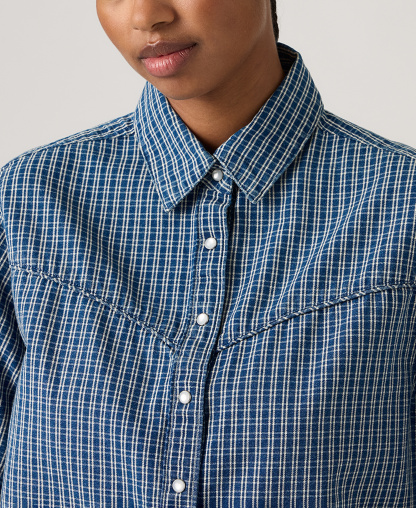 Levi's Premium Women's Logan Short-Sleeve Cropped-Fit Denim Shirt - Little Tiny Windows