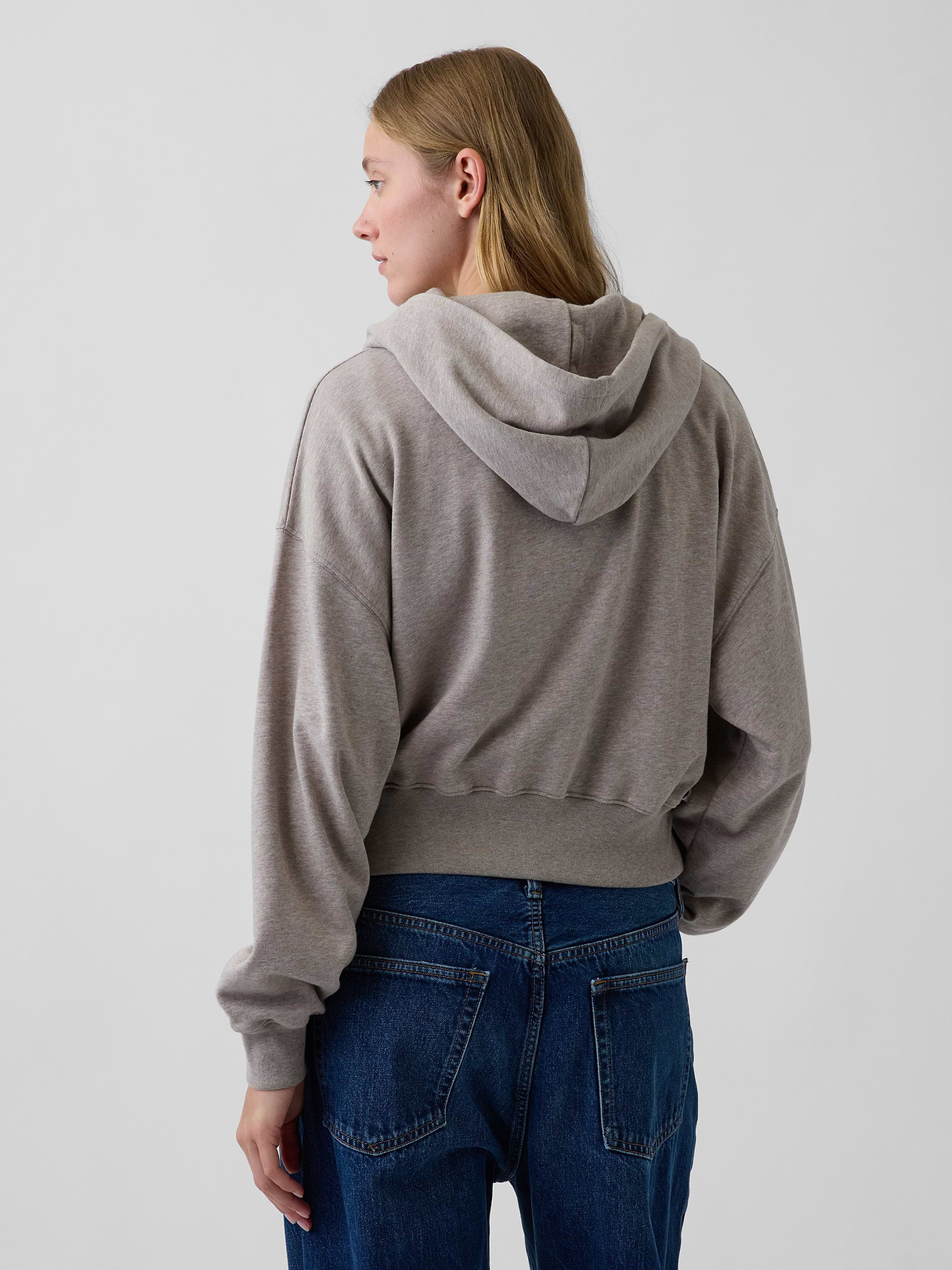VintageSoft Terry Oversized Wedge Zip Hoodie - Light brown