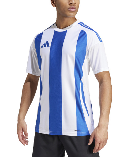 adidas Men's Stripe Logo Jersey T-Shirt - White / Royal