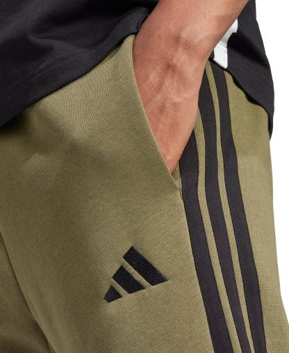 adidas Men's Essentials Three-Stripes Regular-Fit Fleece Joggers - Olive Strata/Black