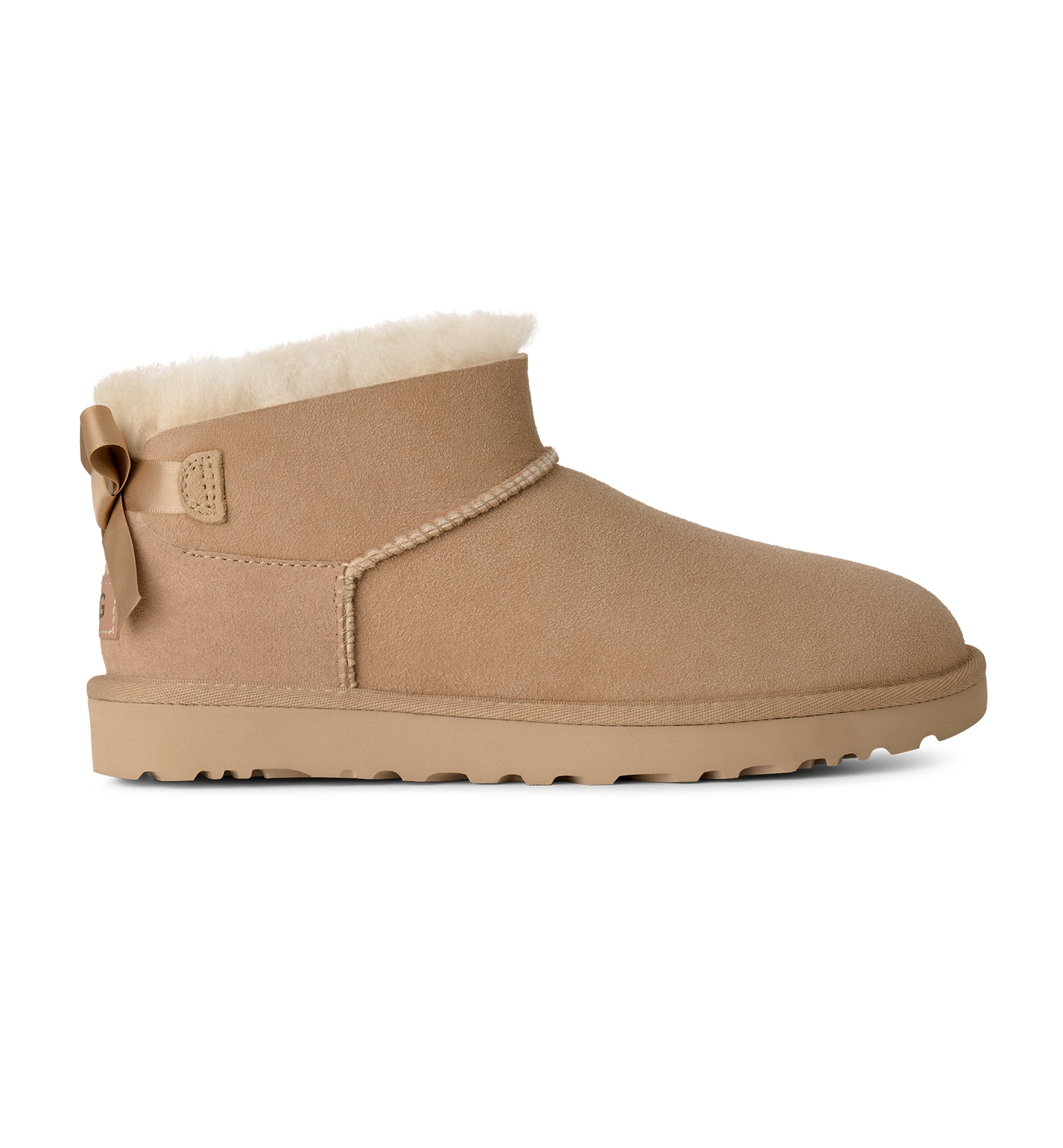 UGG® Women's Ultra Mini Bailey Bow Round Toe Booties - Sand