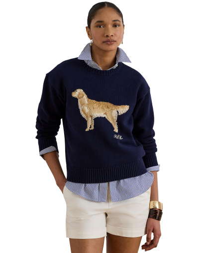 Lauren Ralph Lauren Women's Cotton Dog Sweater - Refined Navy Multi