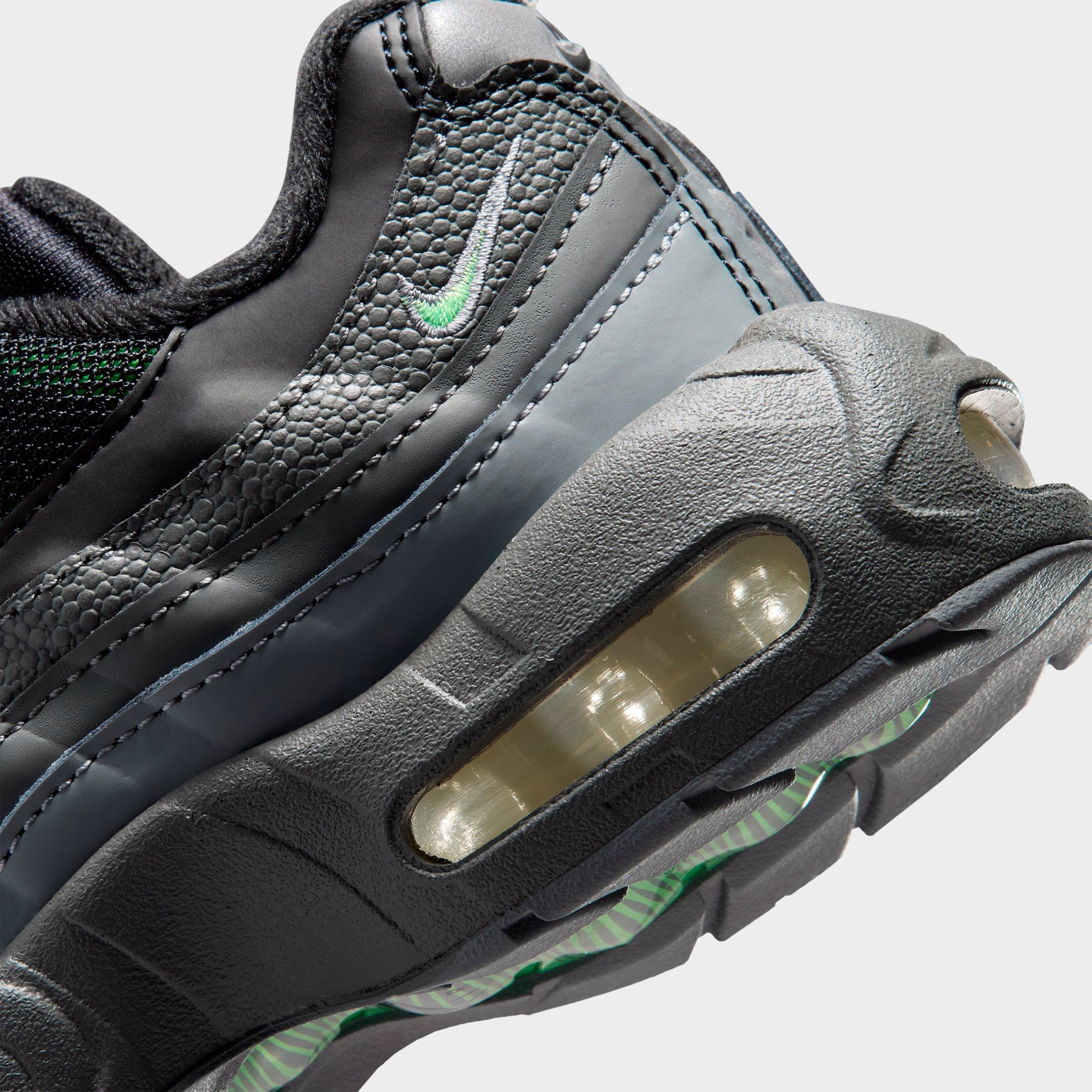 Little Kids' Nithtke Air Max 95 Recraft Casual Shoes - Black/Cool Grey/Iron Grey/Illusion Green - Detail shot