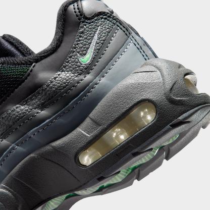 Little Kids' Nithtke Air Max 95 Recraft Casual Shoes - Black/Cool Grey/Iron Grey/Illusion Green - Detail shot