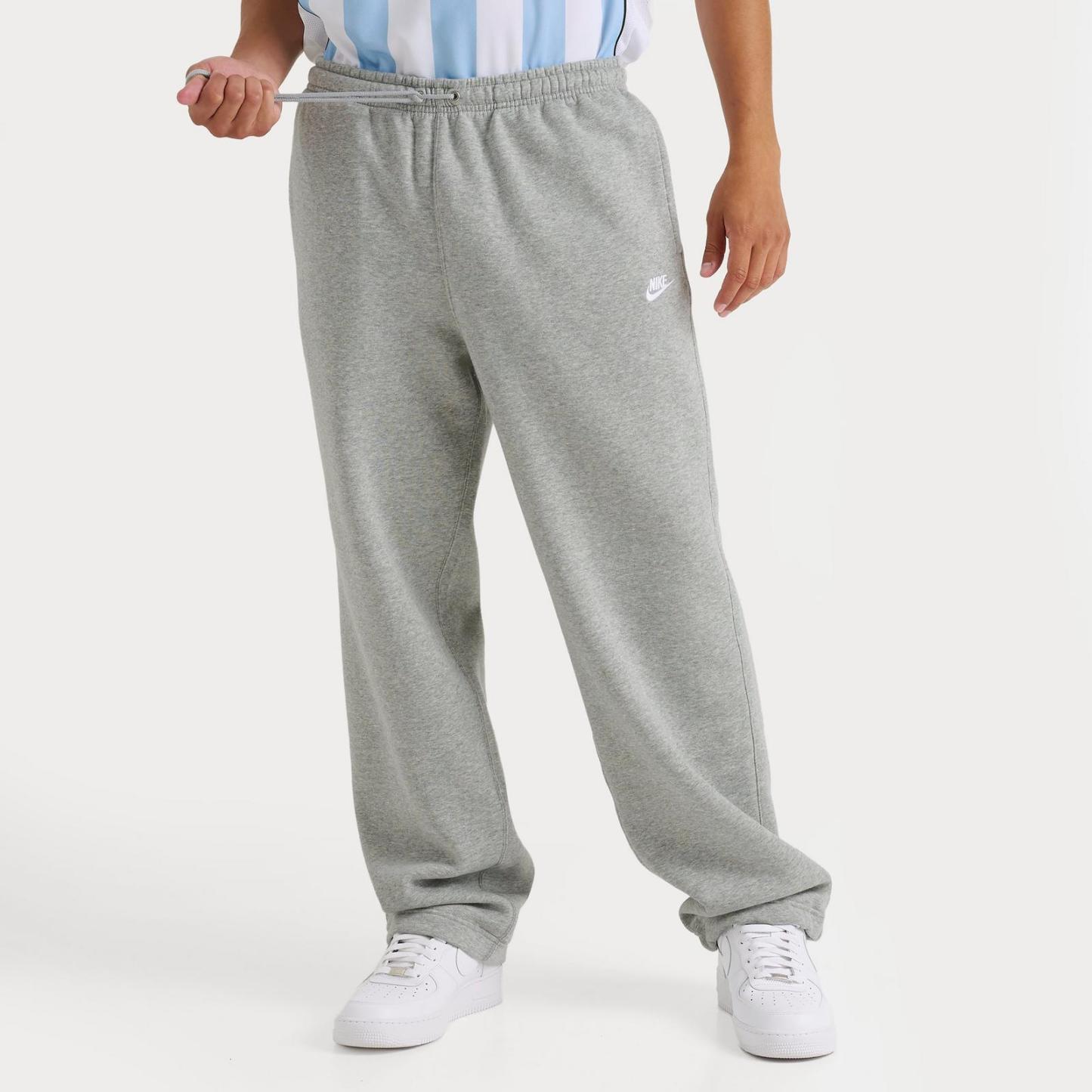 Men's Nike Sportswear Club Fleece Bungee Jogger Pants - Dark Grey Heather/Light Smoke Grey/White