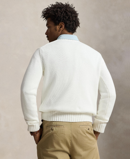 Polo Ralph Lauren Unisex The Iconic Flag Sweater - Deckwash White