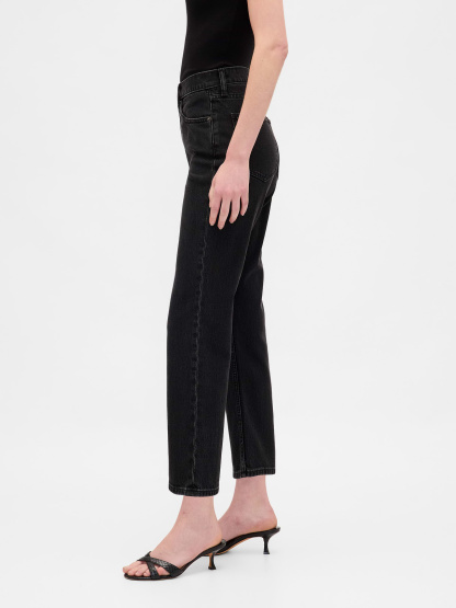 High Rise ’90s Slim Straight Crop Jeans - Black