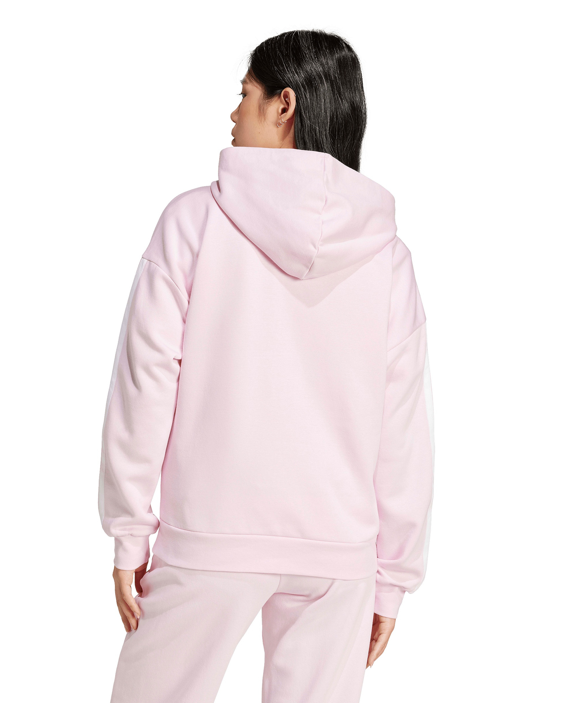 adidas Women's 3-Stripe Fleece Full-Zip Hoodie - Clear Pink/White