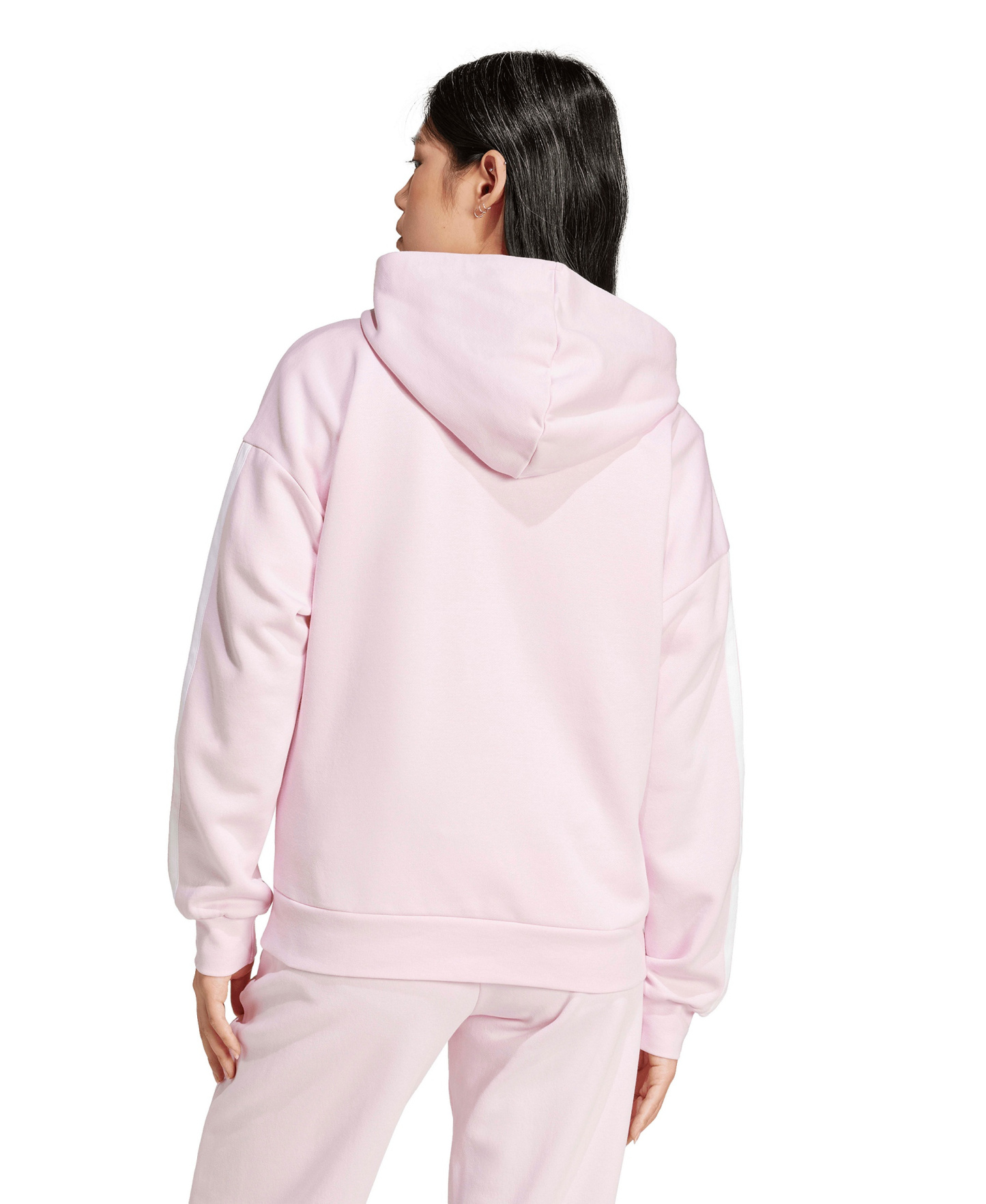 adidas Women's 3-Stripe Fleece Full-Zip Hoodie - Clear Pink/White