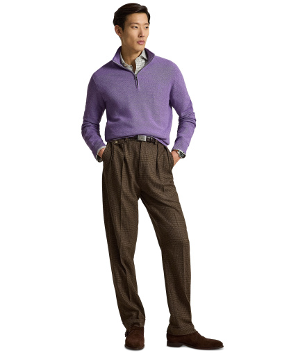 Polo Ralph Lauren Men's Mesh-Knit Cotton Quarter-Zip Sweater - Light Coronet Purple Heather