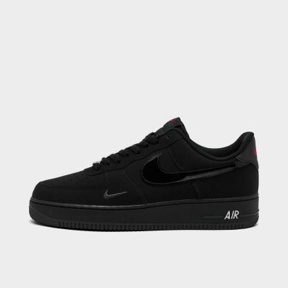 Men's Nike Air Force 1 '07 LV8 Casual Shoes - Black/Black/Dark Smoke Grey/University red