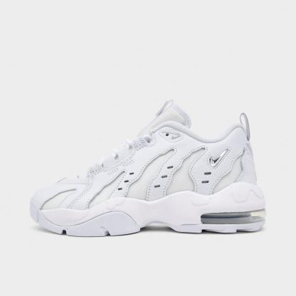 Big Kids' Nithtke Air DT Max ‘96 Low Casual Shoes - White/Metallic Silver/White/Light Smoke Grey - Left shoe facing left. Outside of the shoe.