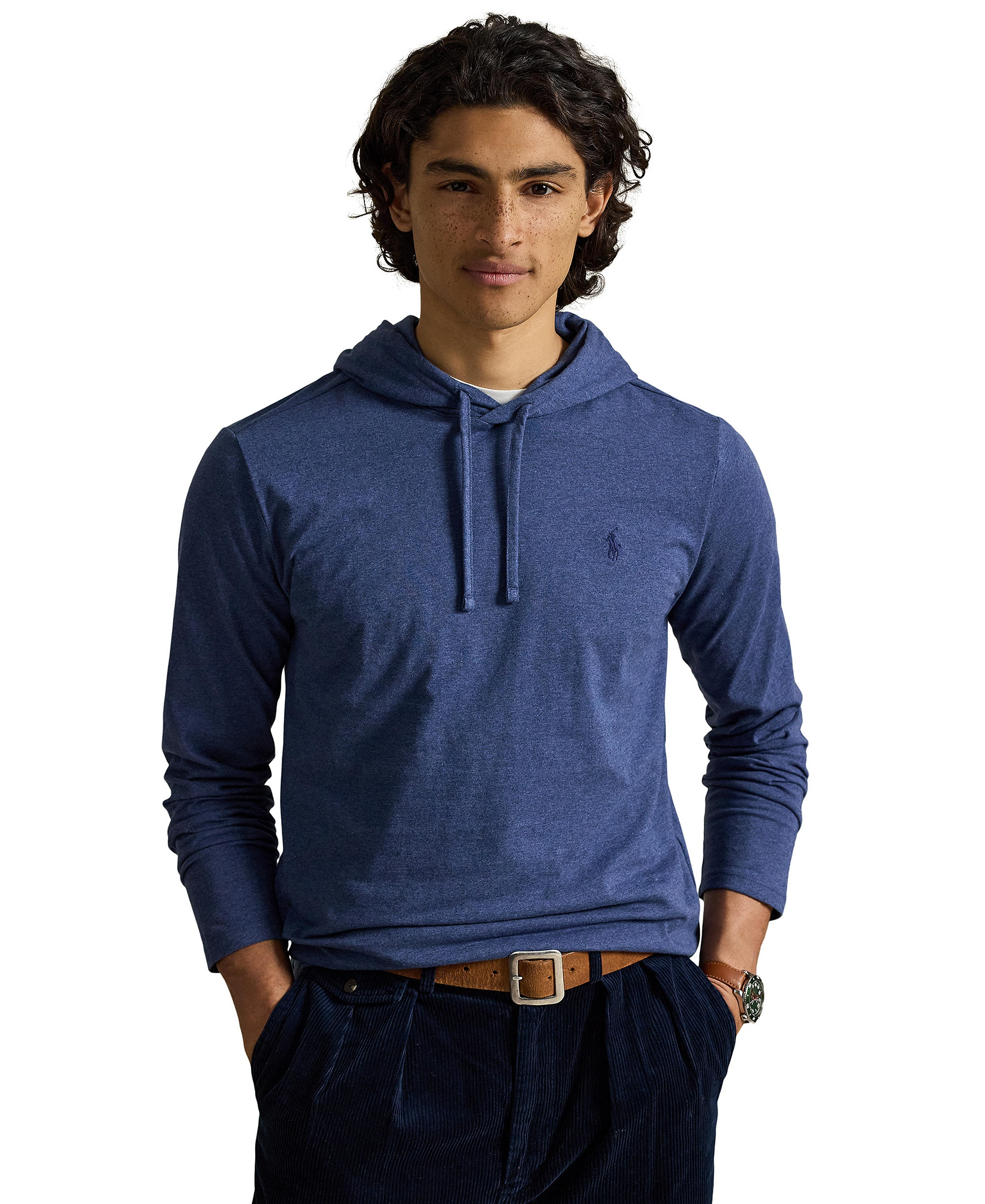 Polo Ralph Lauren Men's Hooded Jersey - Derby Blue Heather/C7988