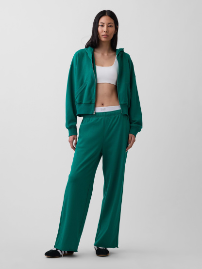 Mid Rise VintageSoft Terry Loose Sweatpants - Baize green