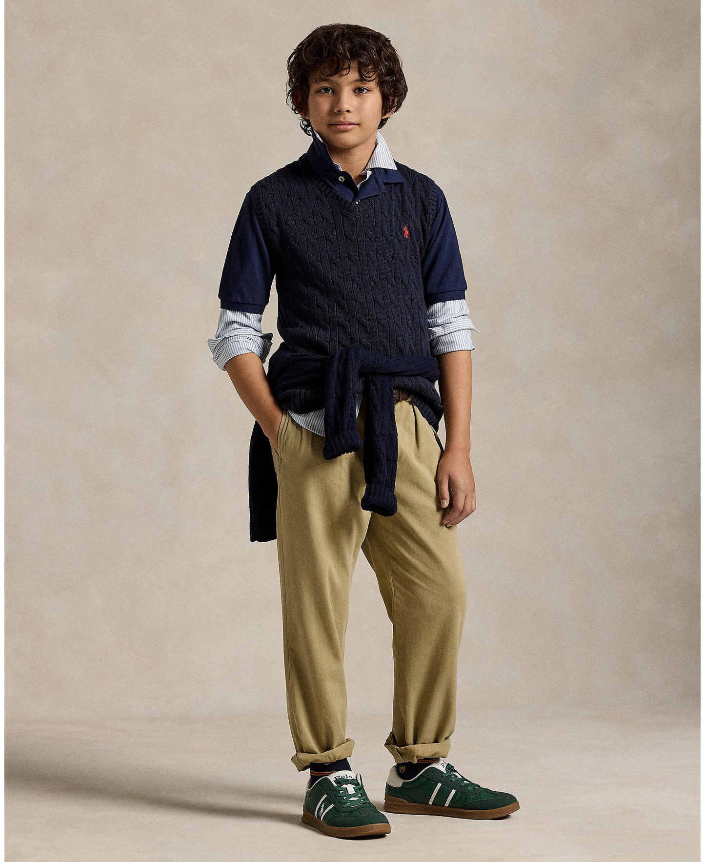 Polo Ralph Lauren Big Boys Cable- Knit Sweater Vest - RL Navy