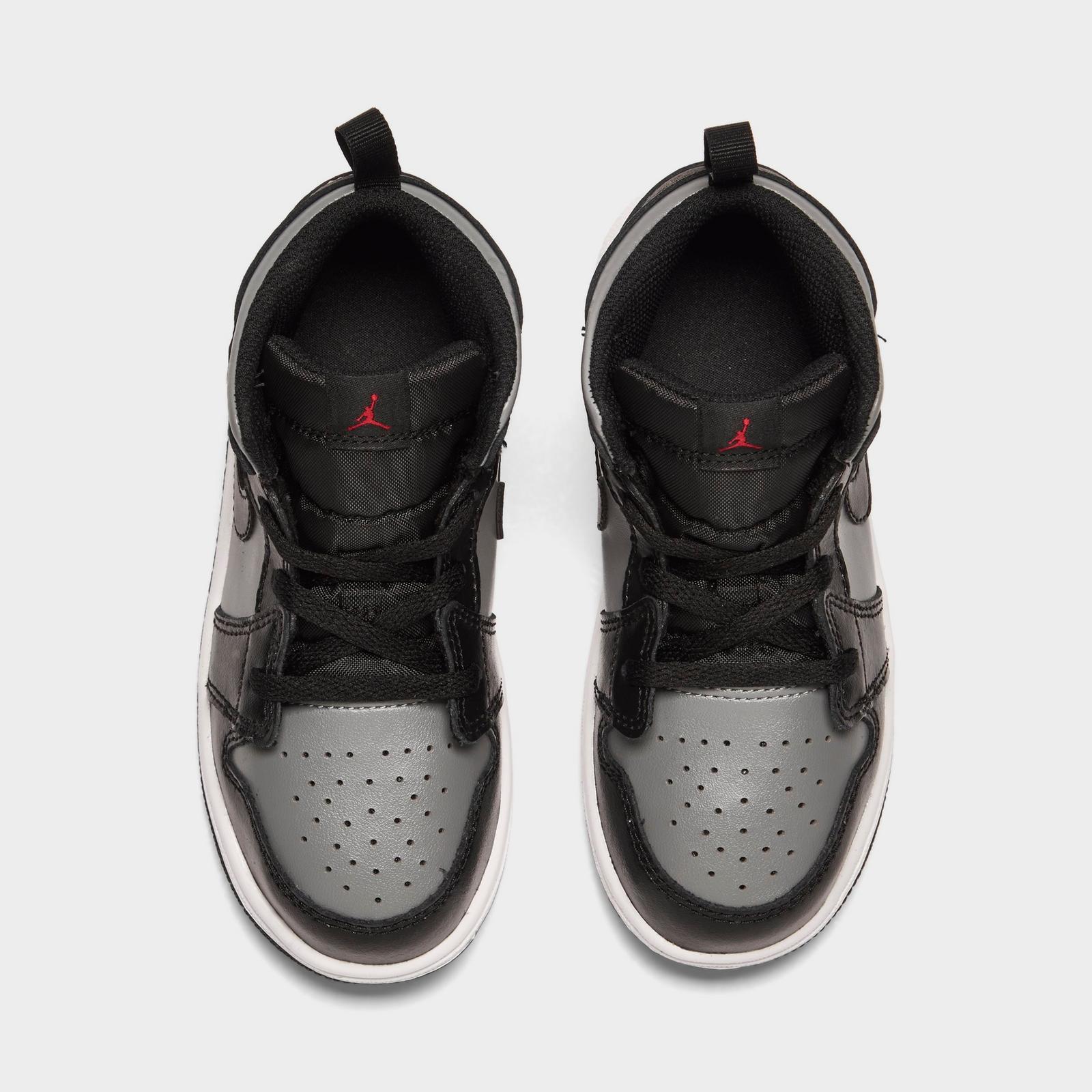 Boys' Toddler Air Jordan Retro 1 Mid Casual Shoes - Black/Gym Red/Particle Grey/White - view 5
