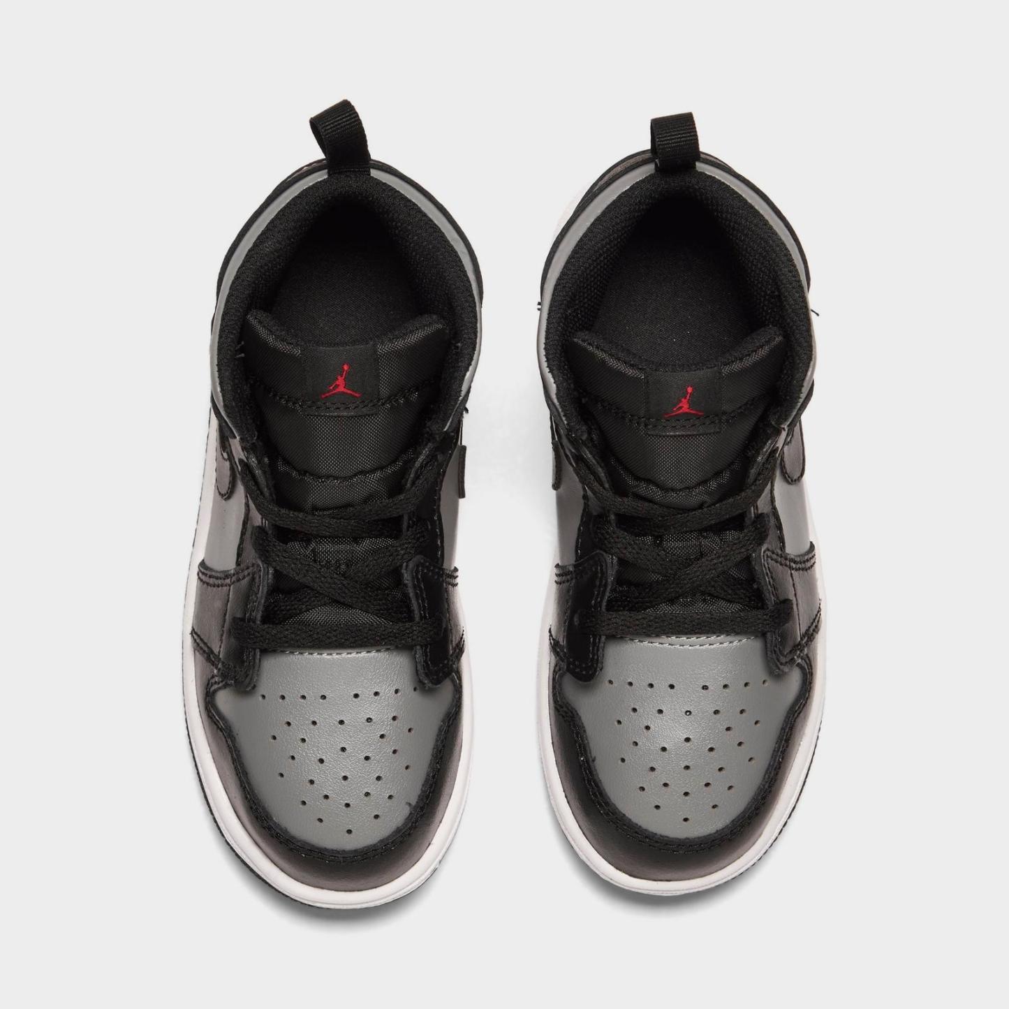 Boys' Toddler Air Jordan Retro 1 Mid Casual Shoes - Black/Gym Red/Particle Grey/White - view 5