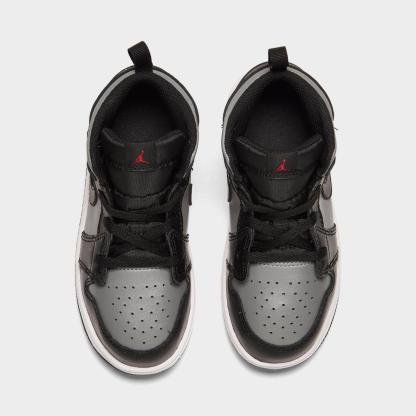 Boys' Toddler Air Jordan Retro 1 Mid Casual Shoes - Black/Gym Red/Particle Grey/White - view 5