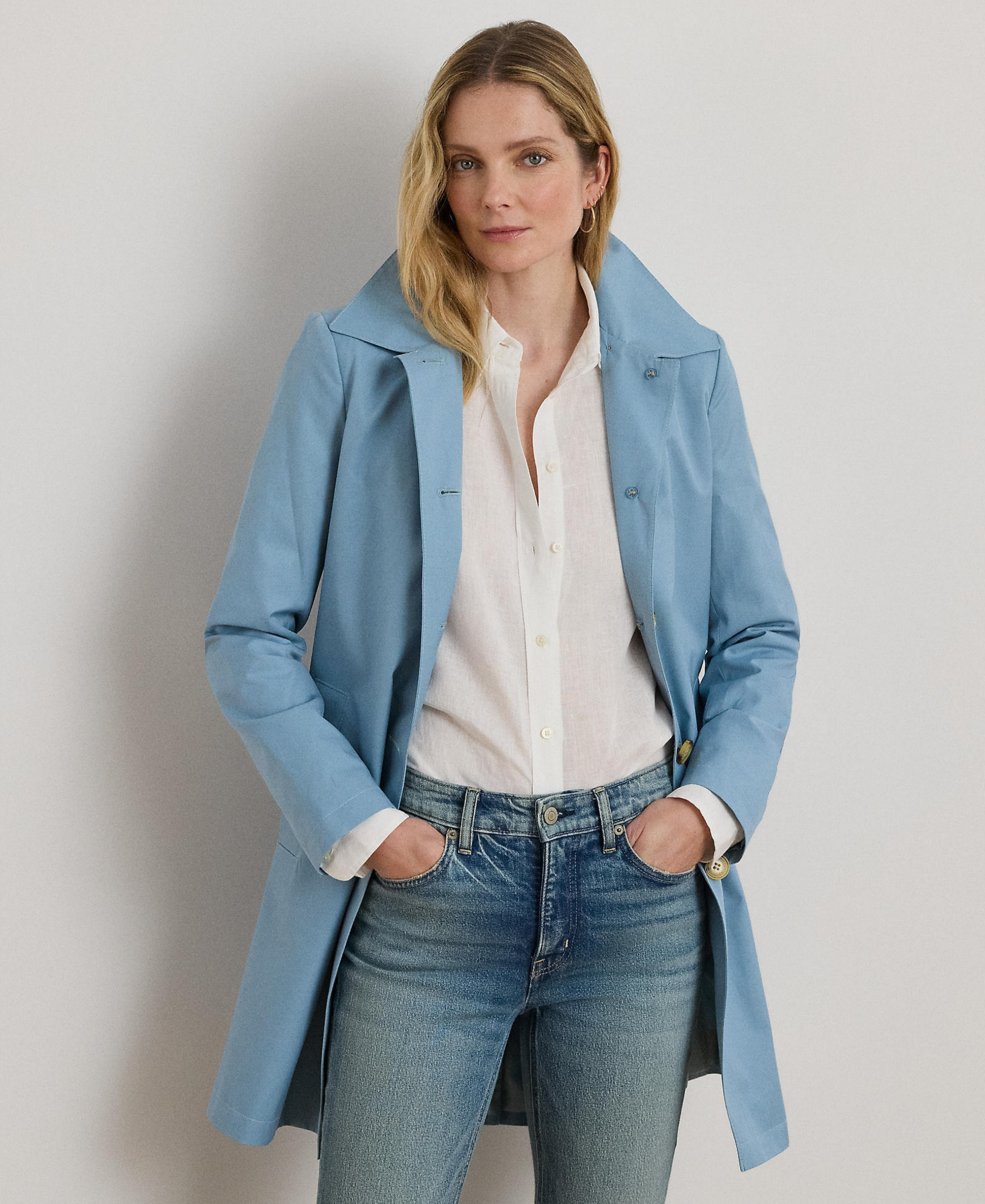 Lauren Ralph Lauren Women's Hooded Raincoat - Blue Note
