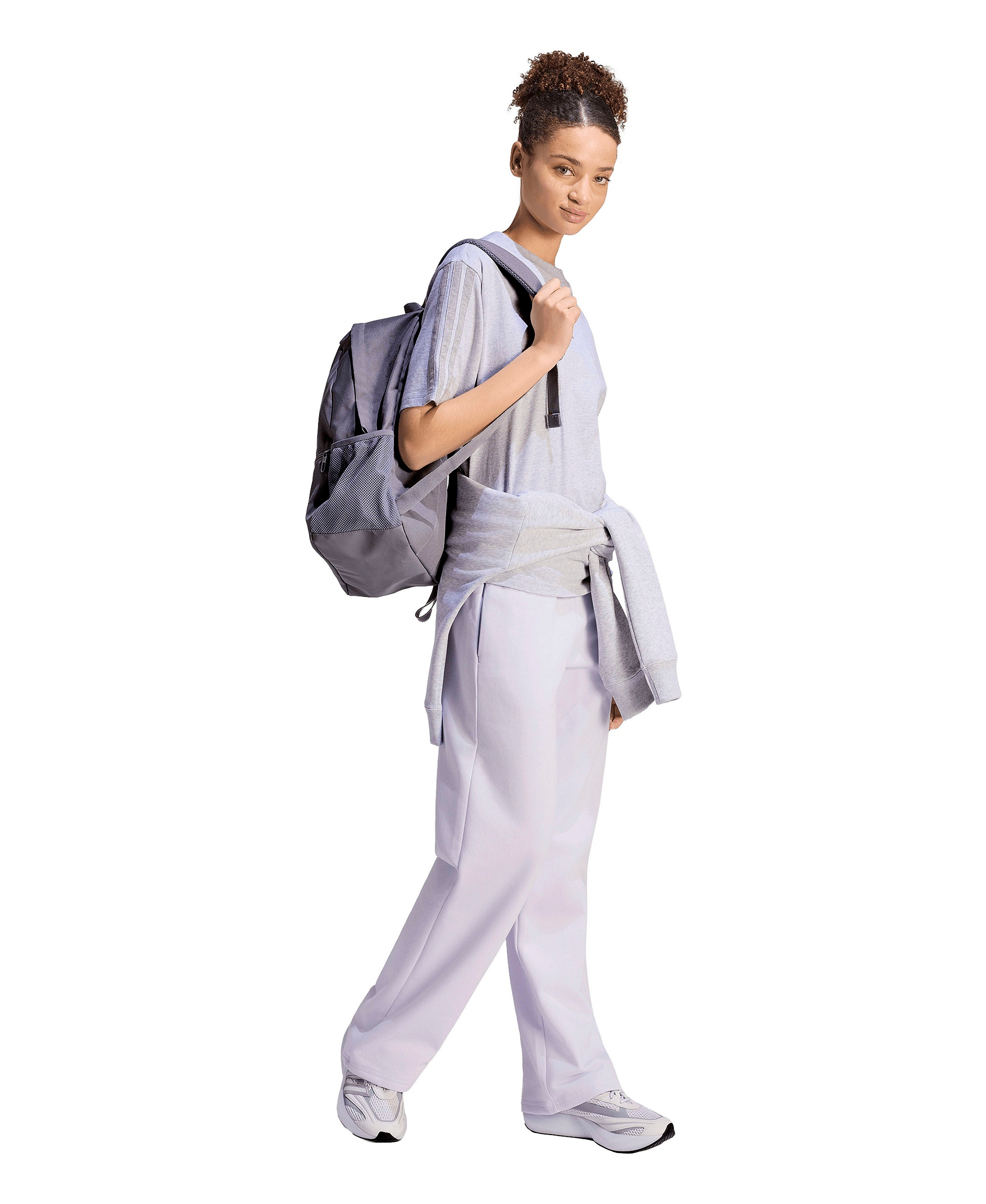 adidas Women's Essentials Small Logo Feel Cozy Open Hem Pants - Frozen Purple/White