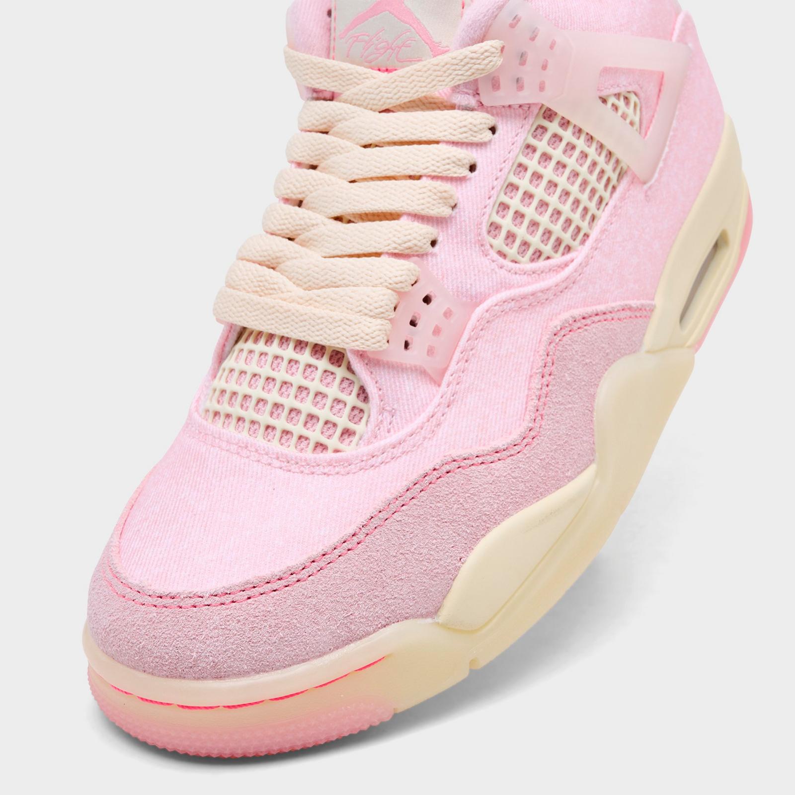 Women's Air Jordan Retro 4 Textile Casual Shoes - Pearl Pink/Iced Carmine/Coconut Milk/Muslin - view 3