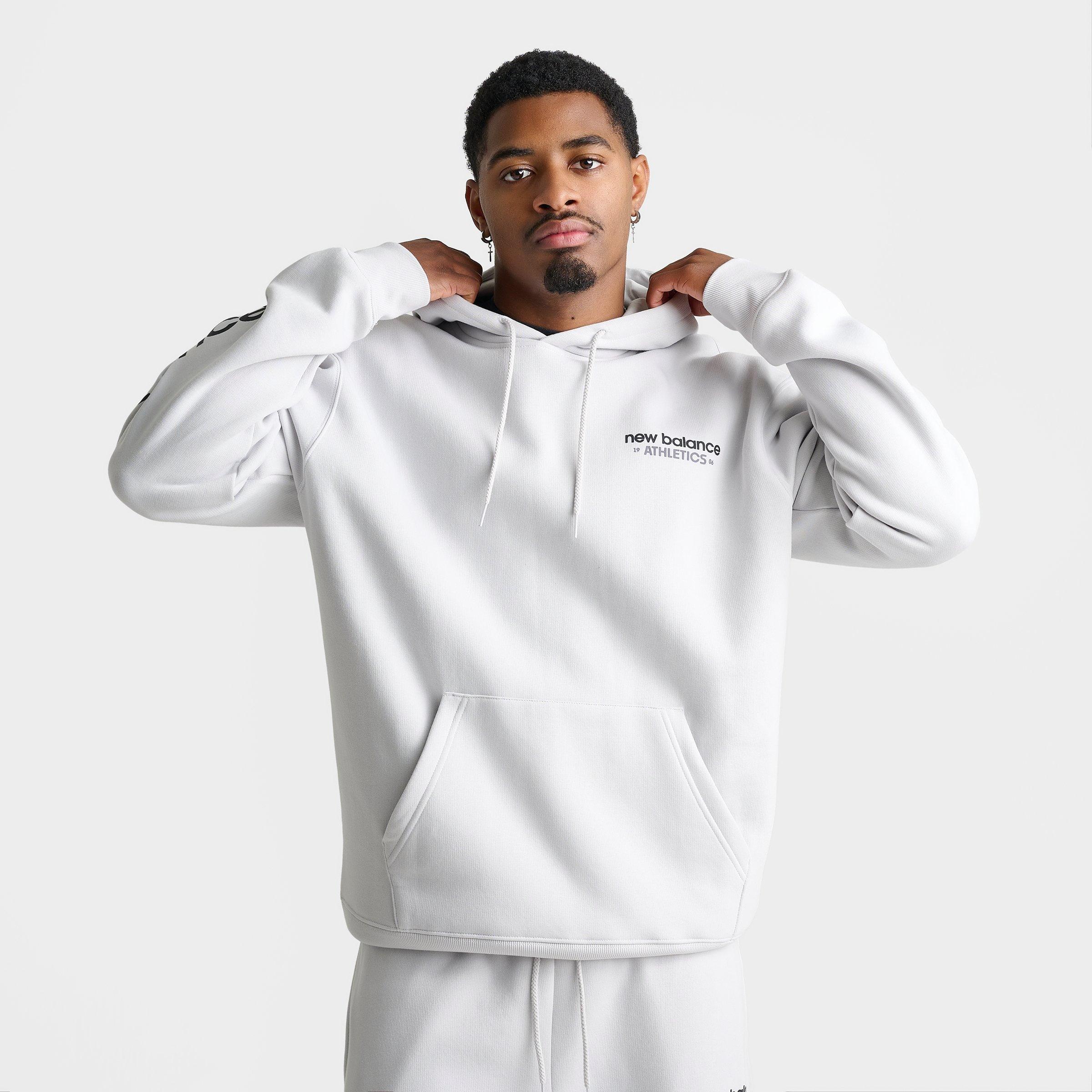 Men's New Balance Athletics Fleece Pullover Hoodie - Grey/Back - view 3
