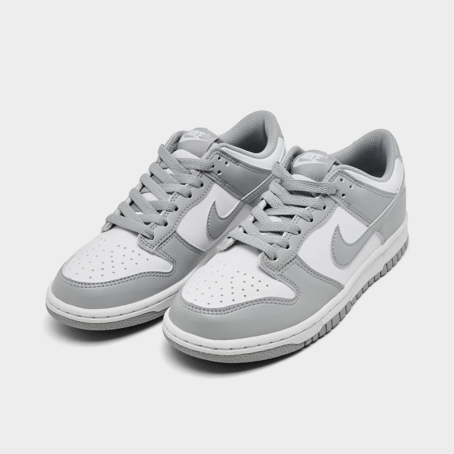 Big Kids' Nike Dunk Low Casual Shoes - White/White/Light Smoke Grey