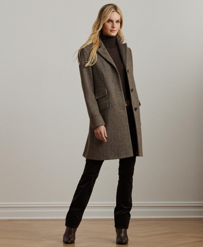 Lauren Ralph Lauren Women's Single-Breasted Walker Coat, Created for Macy's - Brown Broken Twill