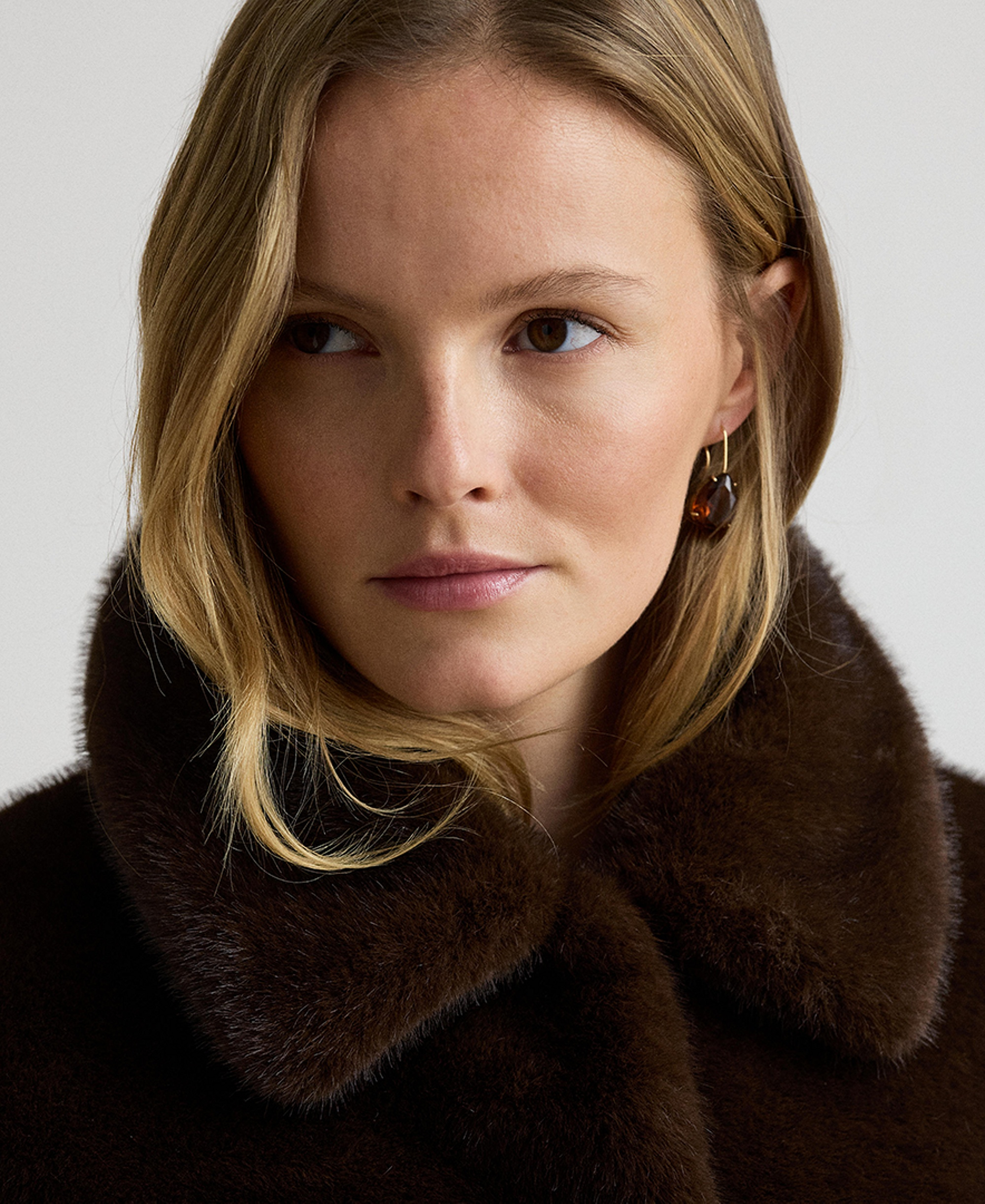 Lauren Ralph Lauren Women's Faux-Fur Collared Lined Coat - Brown