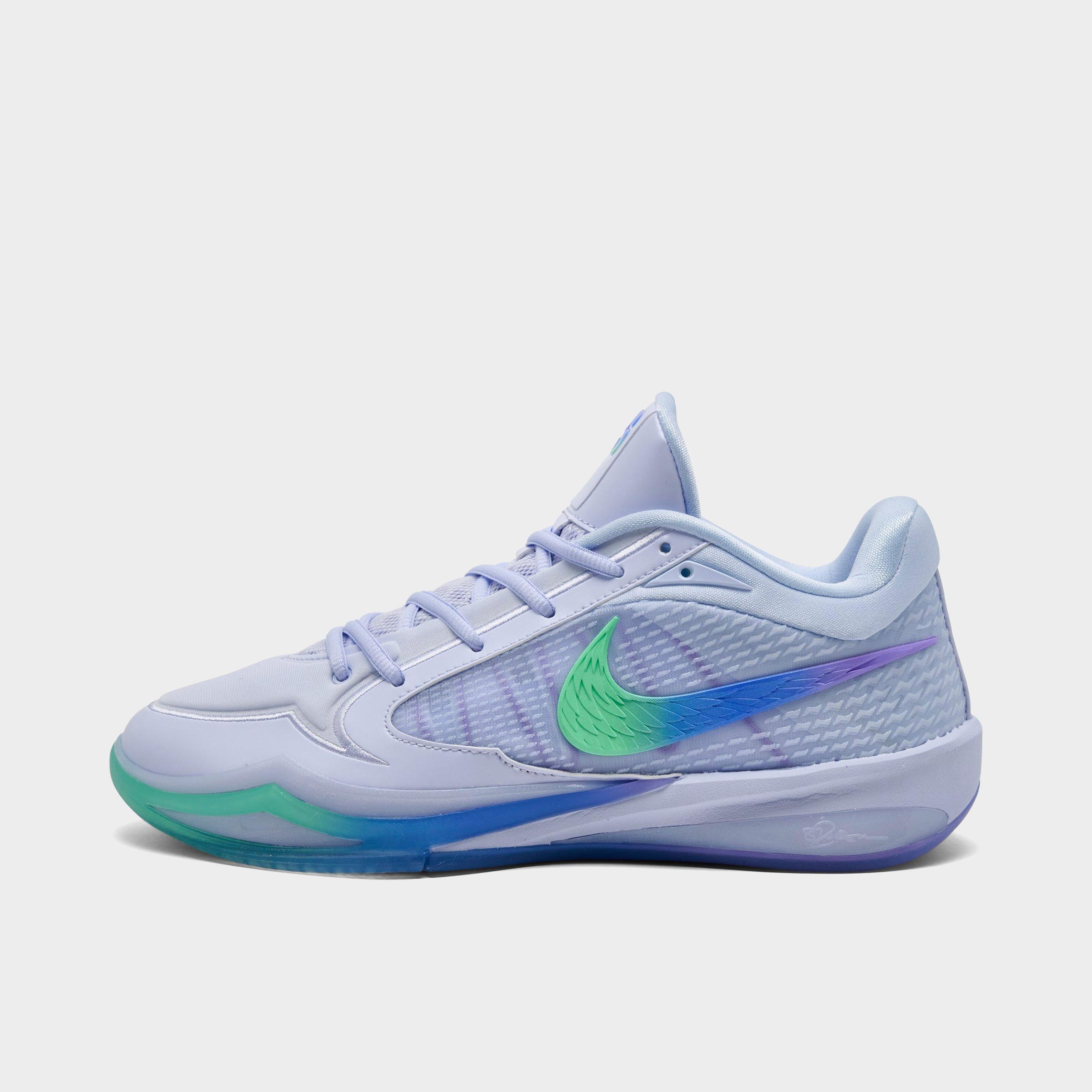 Nithtke Sabrina 4 Basketball Shoes - Palest Purple/Green Glow/Atomic Violet/Victory Lapis - Left shoe facing left. Outside of the shoe.