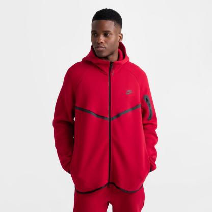 Men's Nike Tech Fleece Windrunner Full-Zip Hoodie - Gym Red/Black