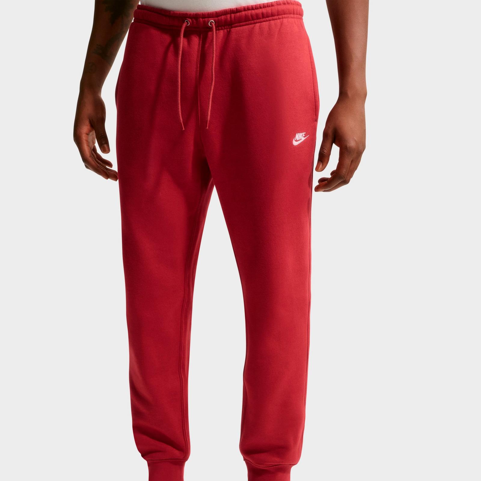 Men's Nike Club Fleece Premium Jogger Pants - Team Crimson/Team Crimson/White