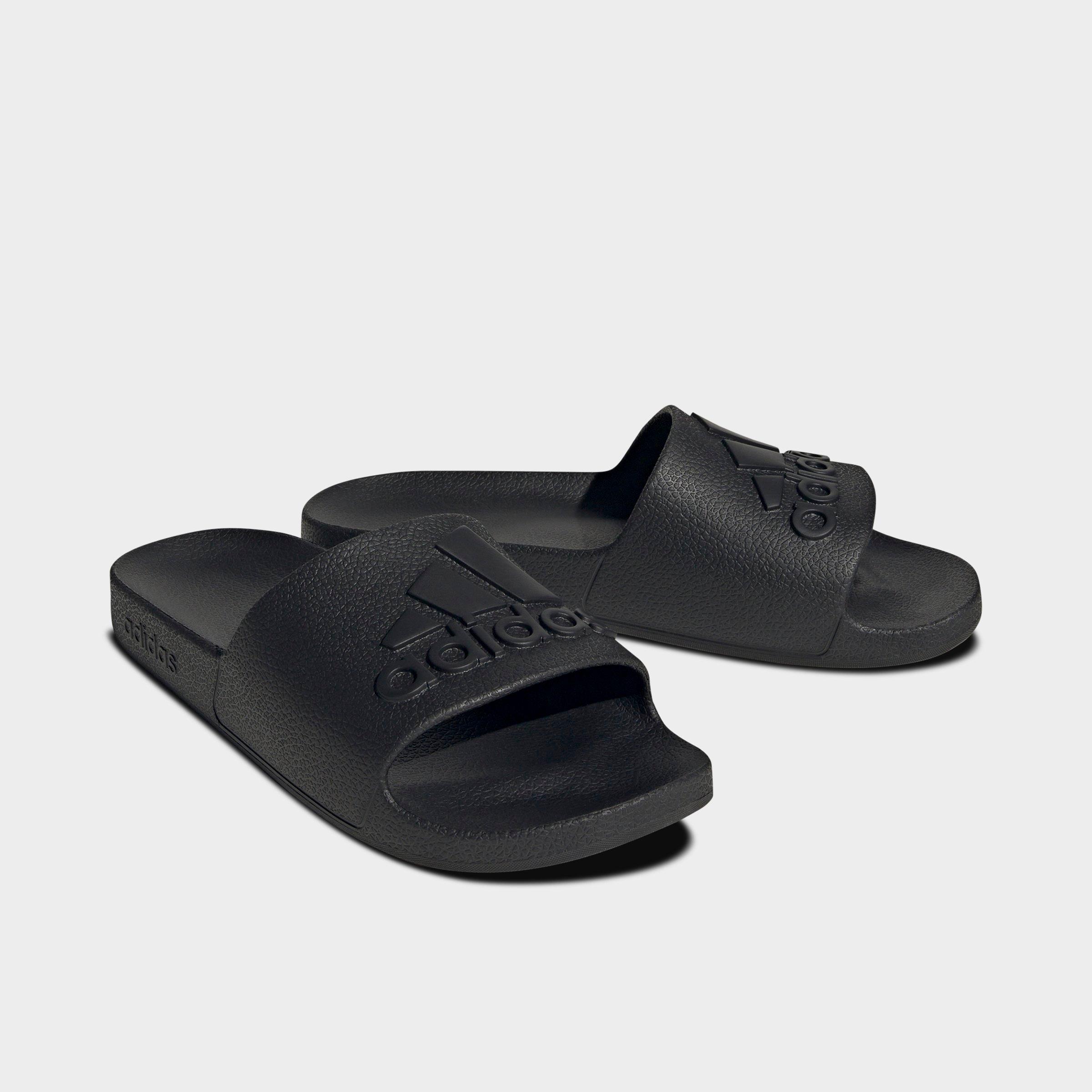 adidas adilette Aqua Slide Sandals - Black/Black/Black - Both shoes facing left