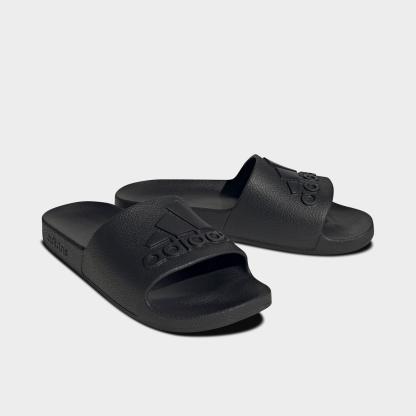 adidas adilette Aqua Slide Sandals - Black/Black/Black - Both shoes facing left