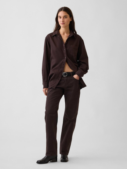 Mid Rise Straight Taper Jeans - Dark brown