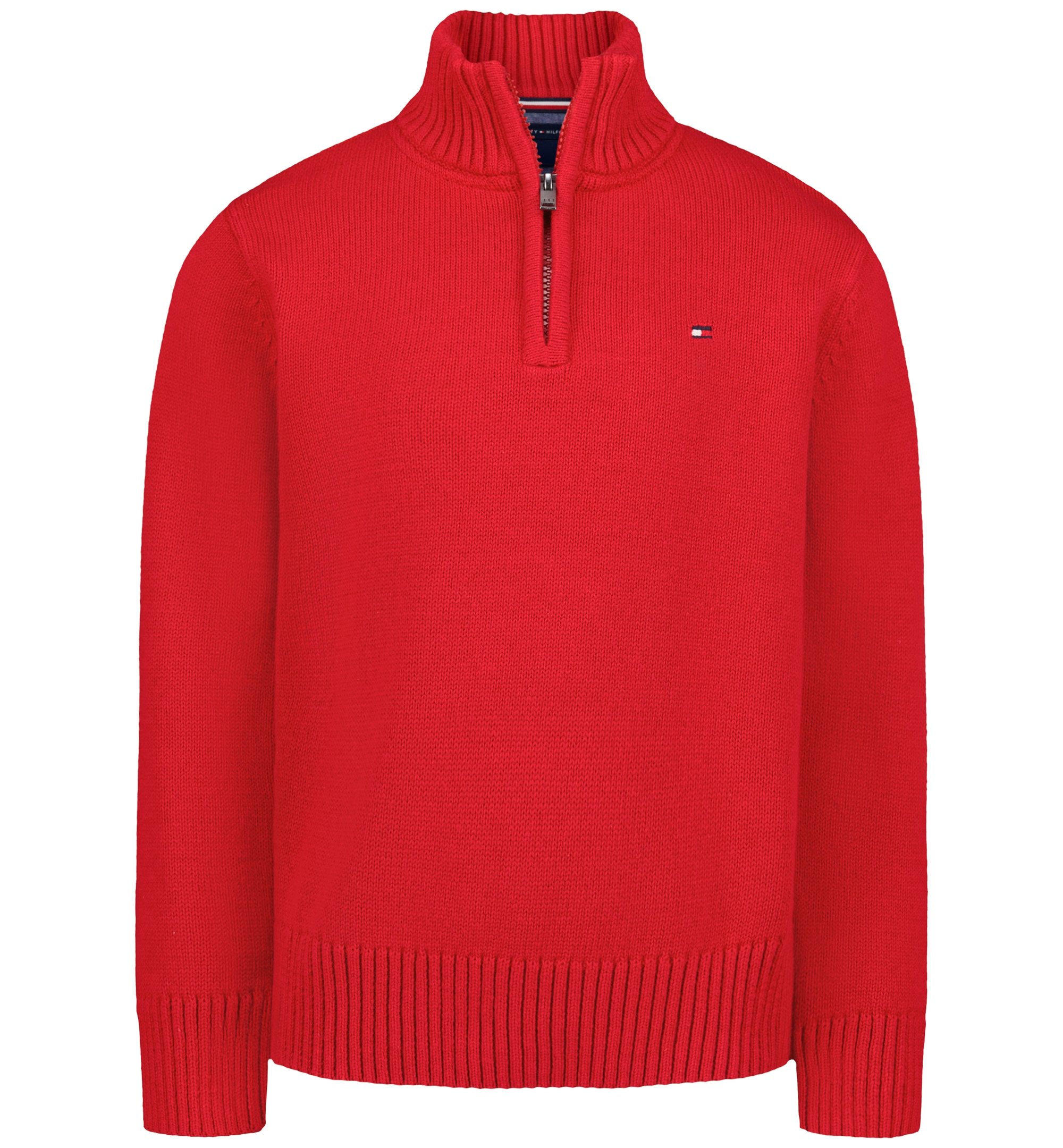 Tommy Hilfiger Boys' 8-20 Zipneck Cotton Quarter-Zip Sweater - Scarlet Sage
