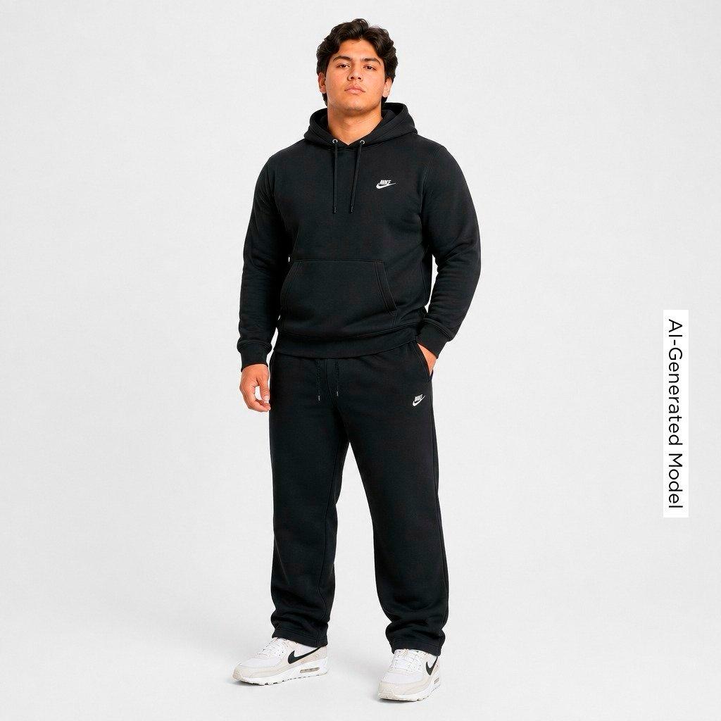 Men's Nithtke Club Fleece Premium Open-Hem Sweatpants - Black/Black/White