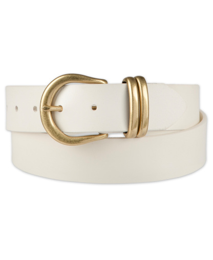 Levi's Women's Double Metal Loop Leather Belt - White