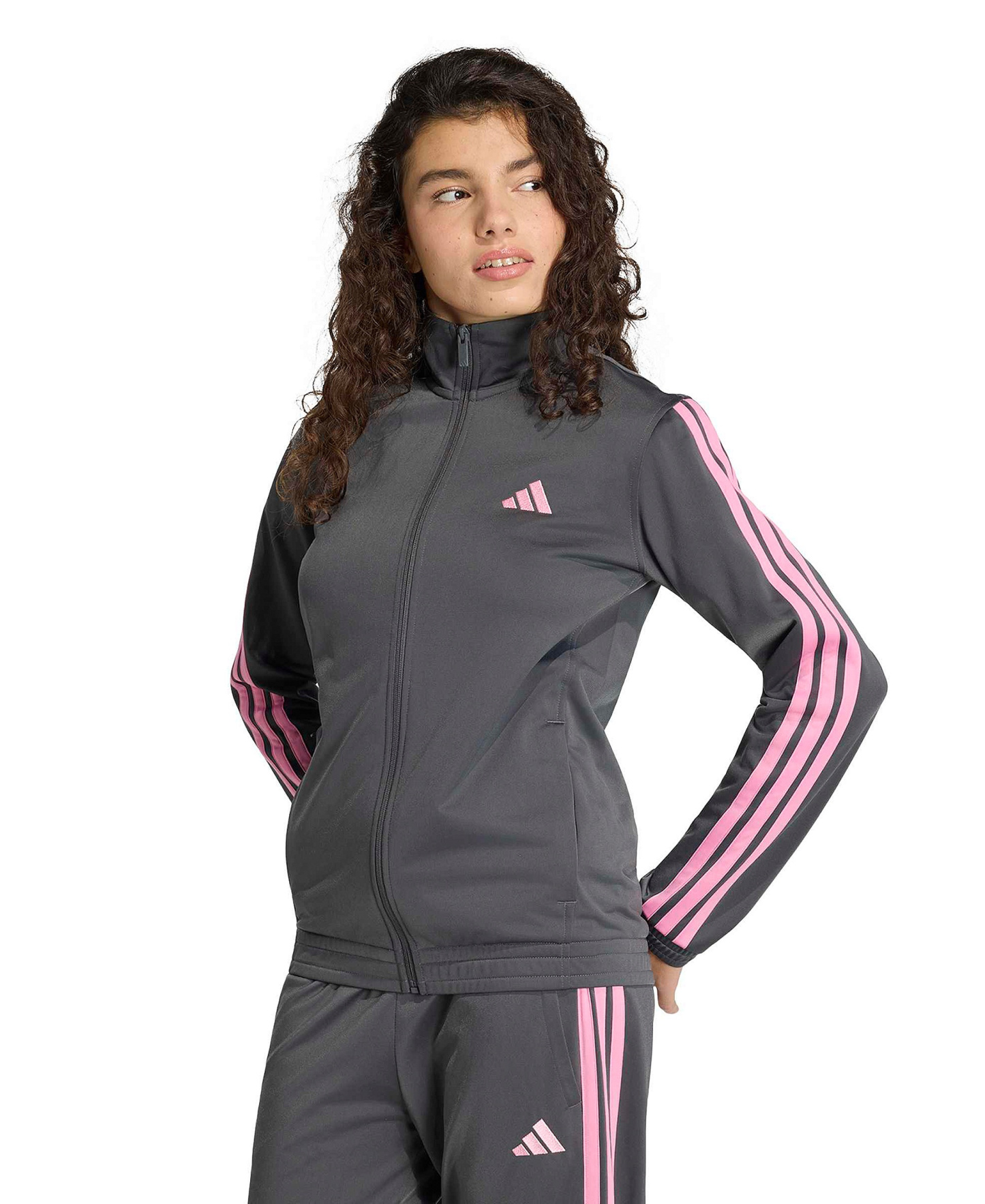 adidas Women's Tricot 3-Stripes Track Jacket - Grey Six Melange Multi Stripe