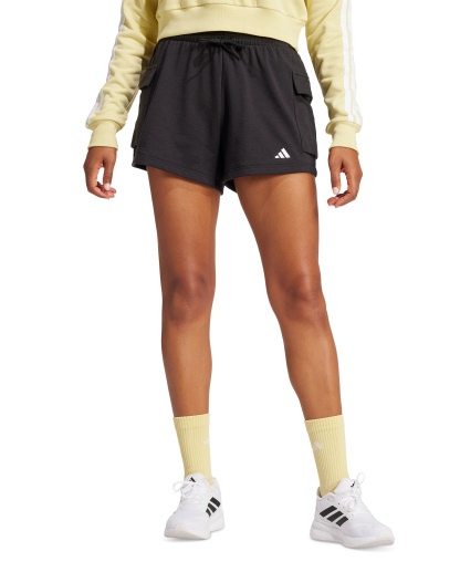 adidas Women's The Essentials Logo French Terry Cargo Shorts - Black/white