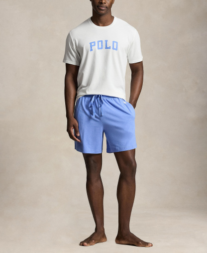 Polo Ralph Lauren Men's Crewneck Pajama T-Shirt - White/Harbor Island Blue Logo