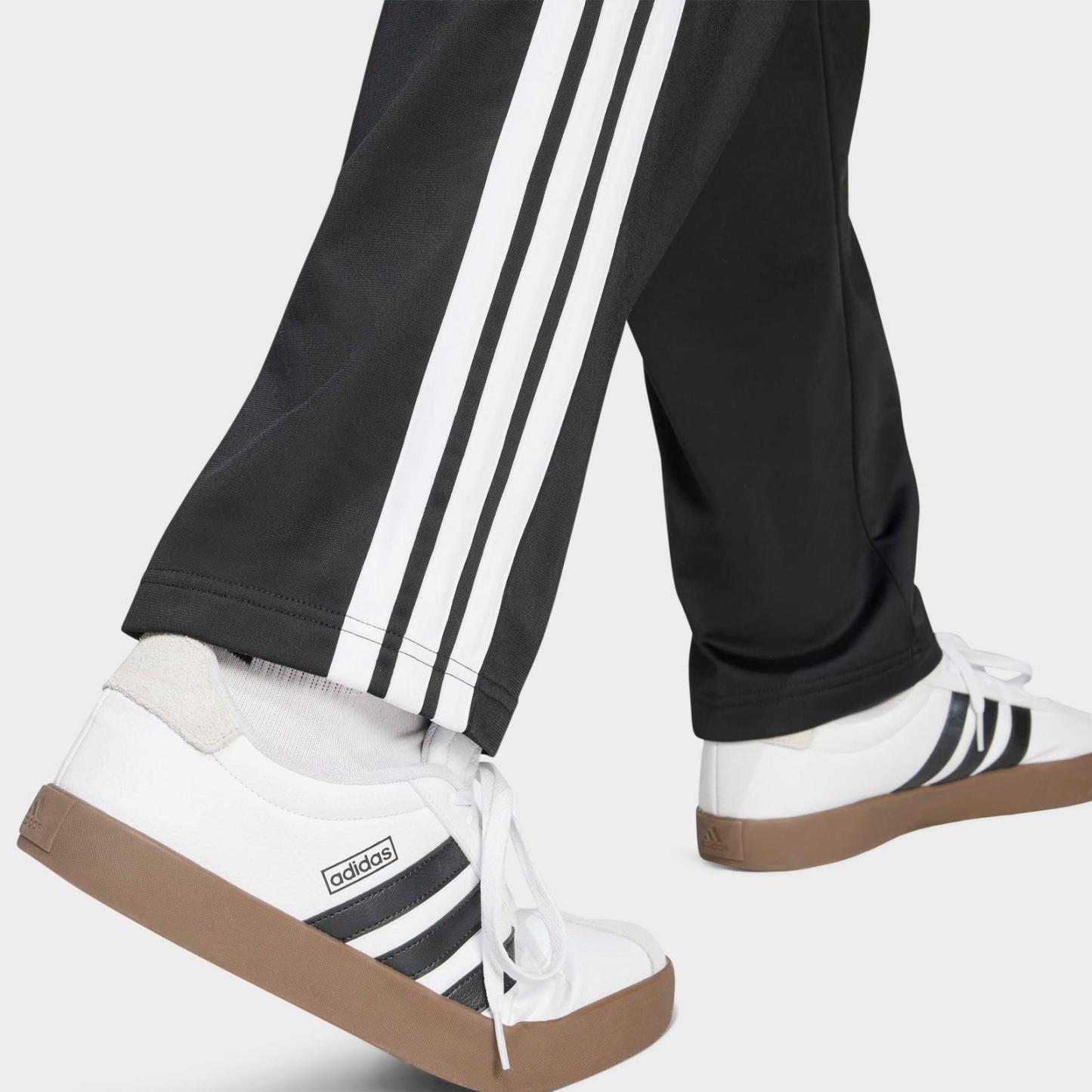 Men's adidas 3-Stripes Tricot Open Hem Track Pants - Black - view 5