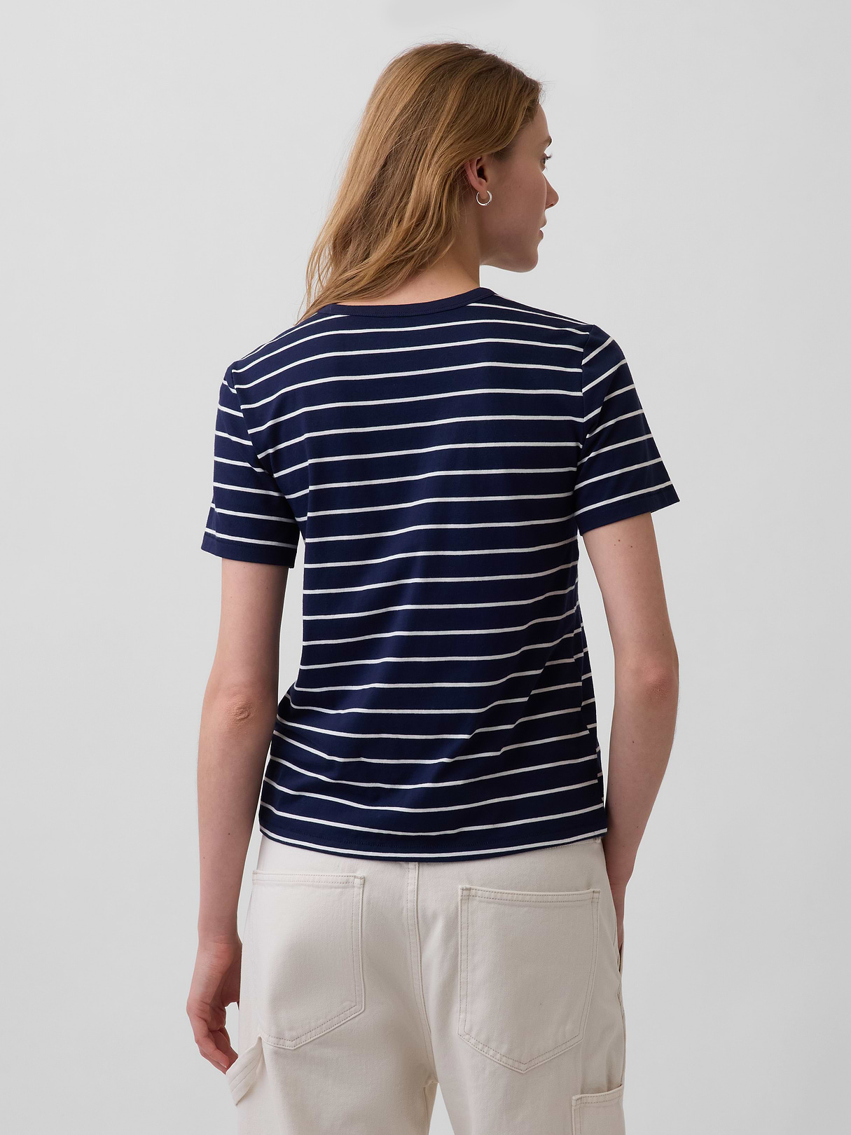 Organic Cotton VintageSoft T-Shirt - Navy blue & white stripe