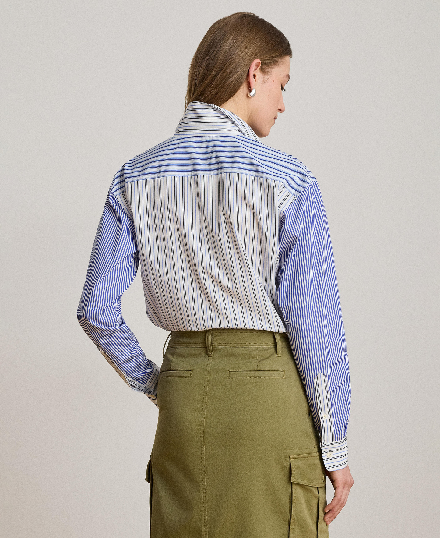 Lauren Ralph Lauren Women's Spread Collar Striped Broadcloth Shirt - Blue/White Multi