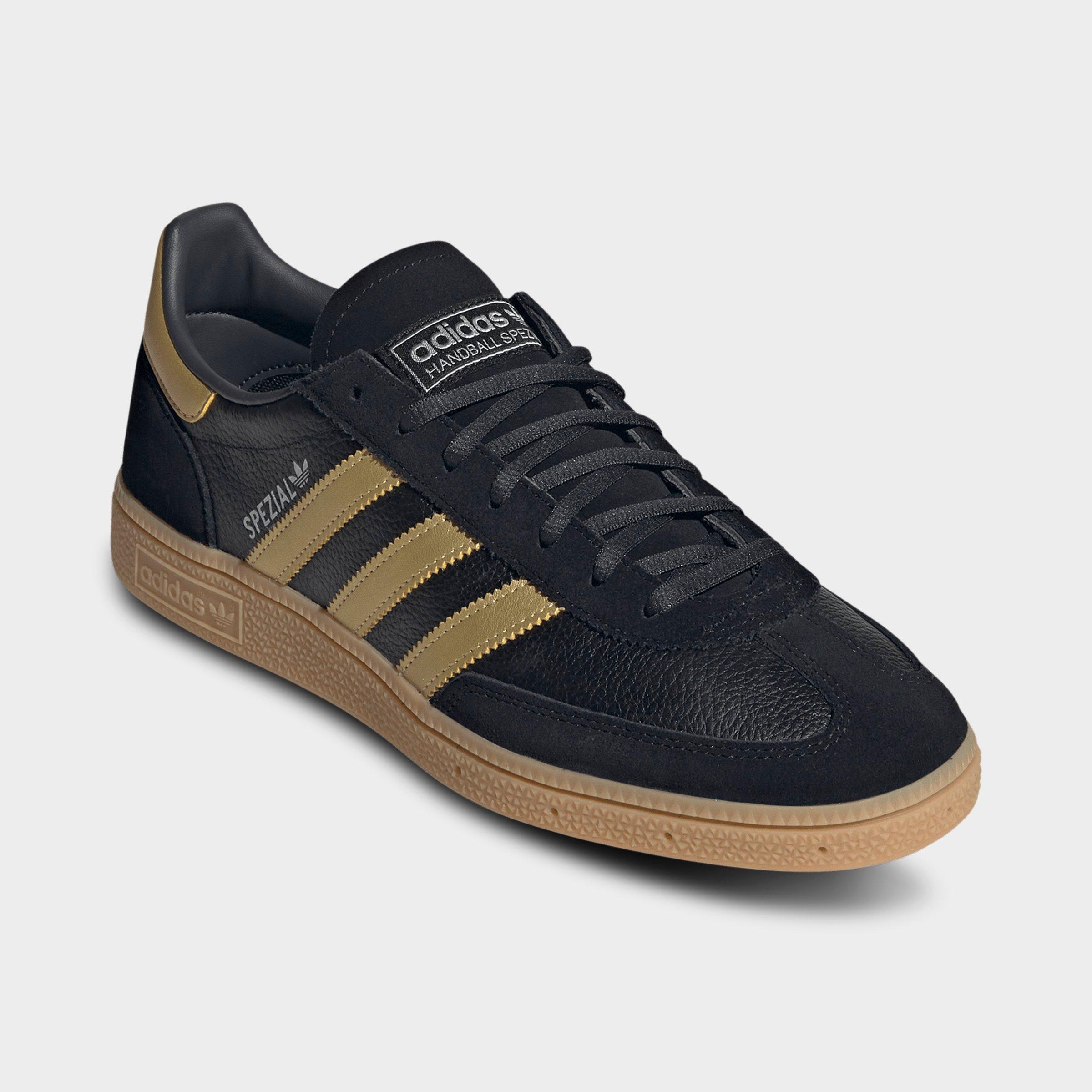 Men's adidas Originals Handball Spezial Casual Shoes - Part 2 - Core Black/Matte Gold/Carbon - Both shoes facing left