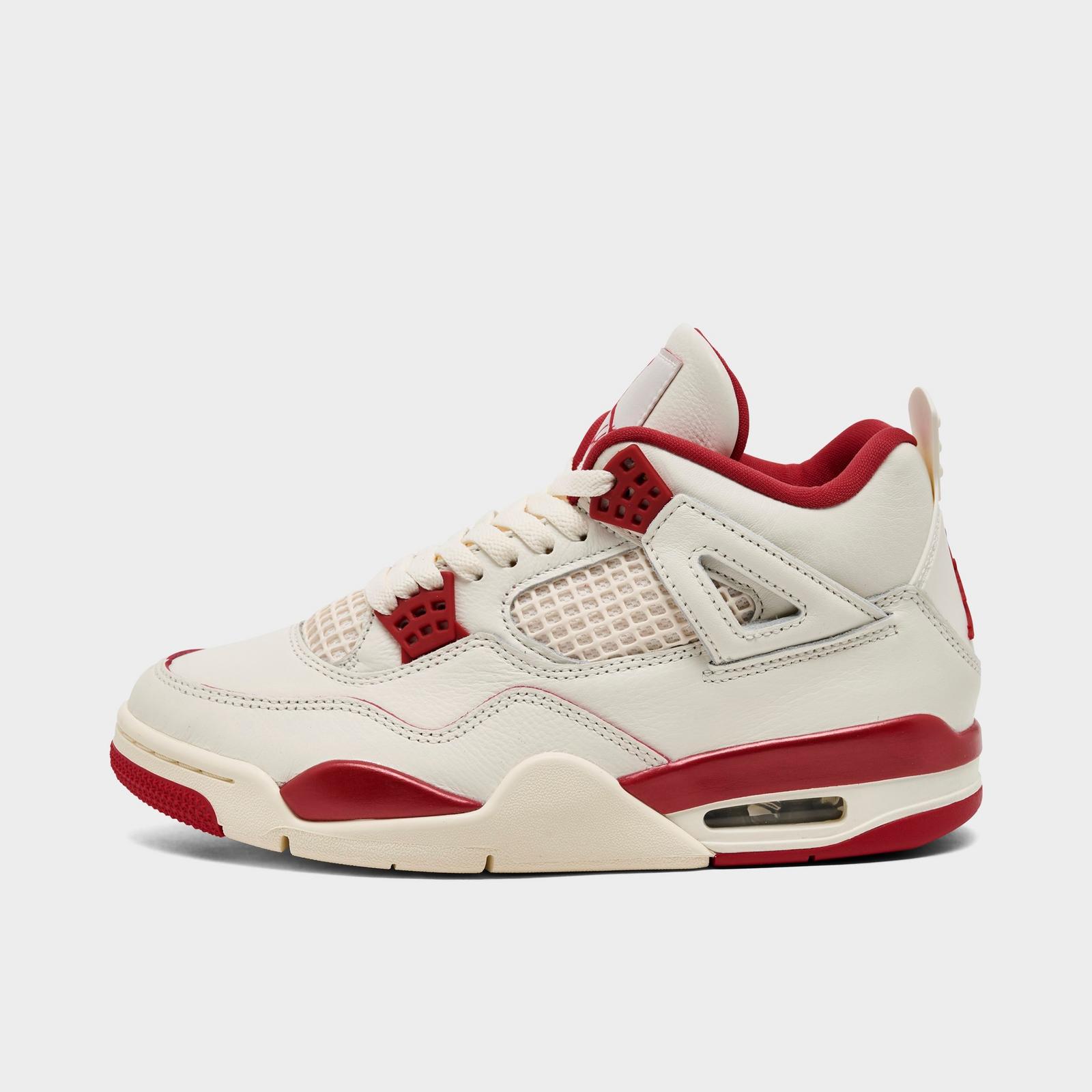Women's Air Jordan Retro 4 Casual Shoes - Pale Ivory/Sierra Red/Tough Red - view 1