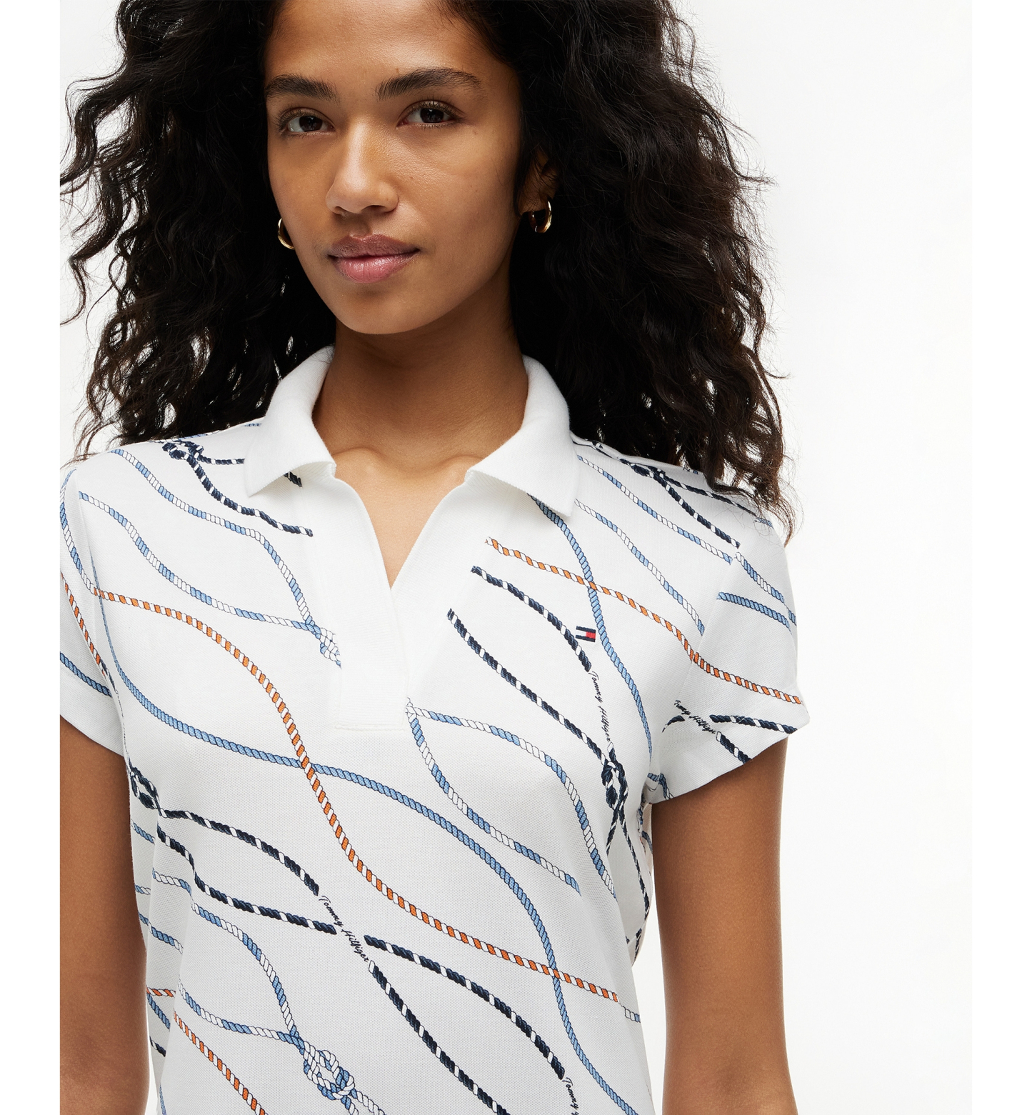 Tommy Hilfiger Women's Cotton-Blend Short-Sleeve Polo Dress - Multi Color Rope