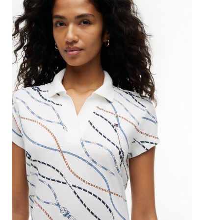 Tommy Hilfiger Women's Cotton-Blend Short-Sleeve Polo Dress - Multi Color Rope