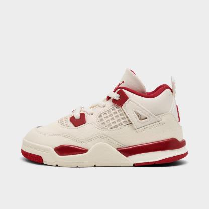 Kids' Toddler Air Jordan Retro 4 Basketball Shoes - Pale Ivory/Sierra Red/Tough Red - view 1